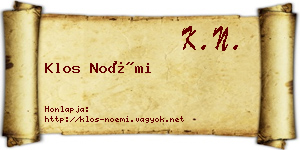 Klos Noémi névjegykártya